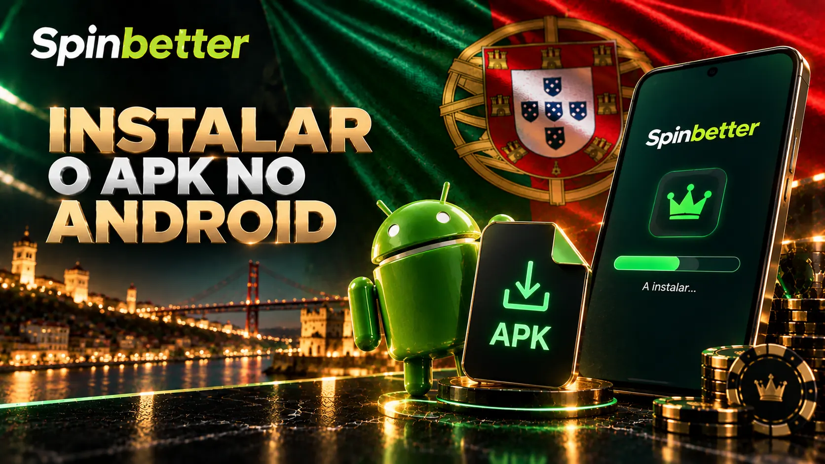 Instalação do ficheiro APK da SpinBetter num telemóvel Android