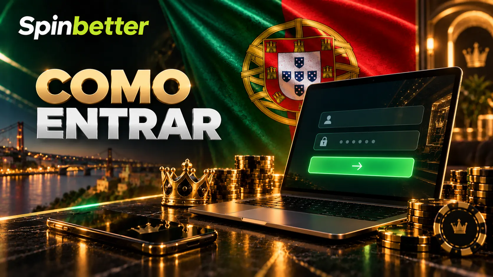 Ecrã de entrada na conta SpinBetter