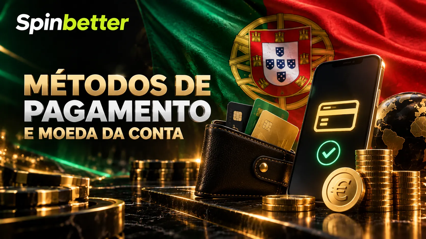 Métodos de pagamento e moeda da conta na SpinBetter em Portugal
